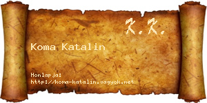 Koma Katalin névjegykártya